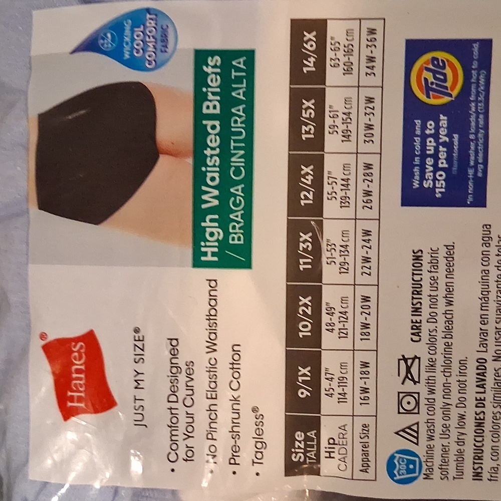 Hanes Cotton High Waisted Briefs. 6 Pairs. Size 10/2X. NWT - Picture 4 of 4